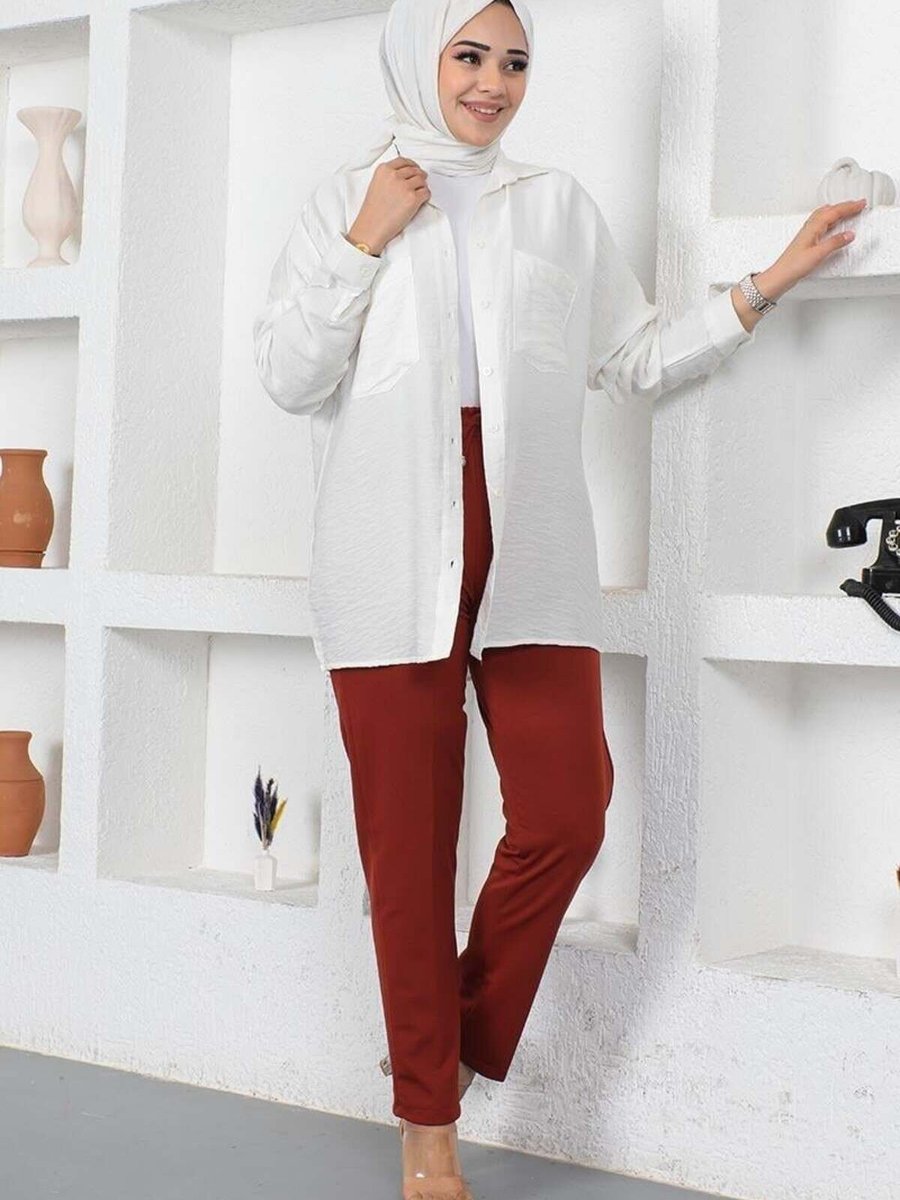 Mec Fashion Kiremit Bağcıklı Kahverengi Pantolon