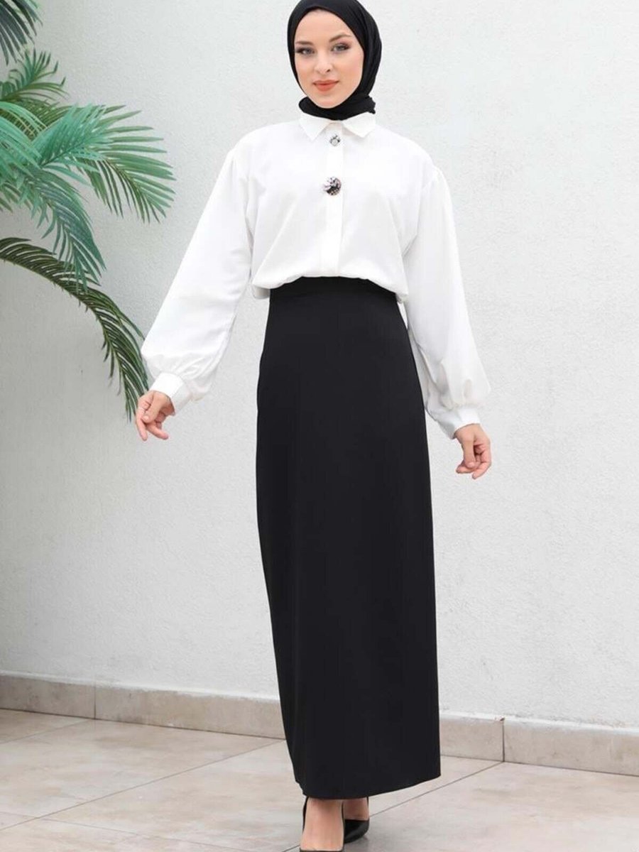 Mec Fashion Siyah Uzun Kalem Etek