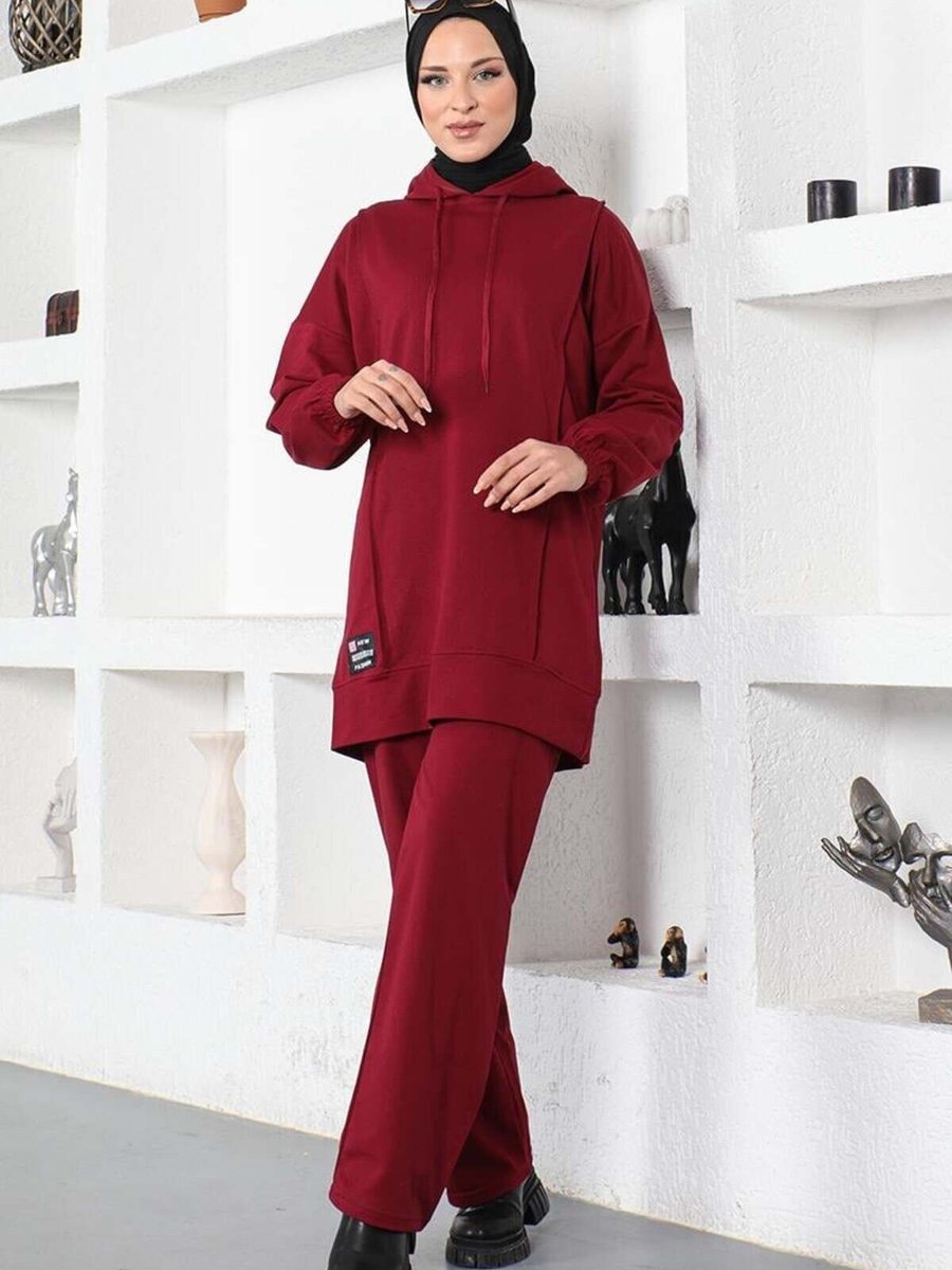 Mec Fashion Bordo İki İplik Spor İkili Takım