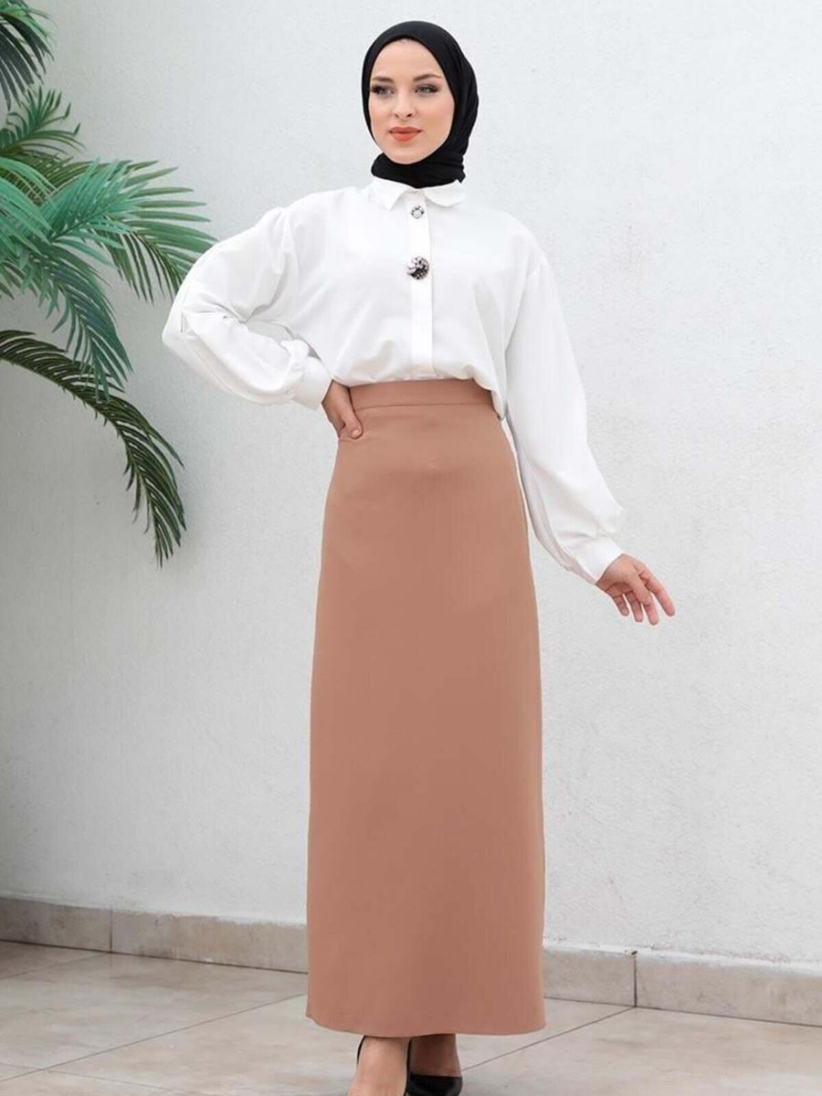 Mec Fashion Taba Uzun Kalem Etek
