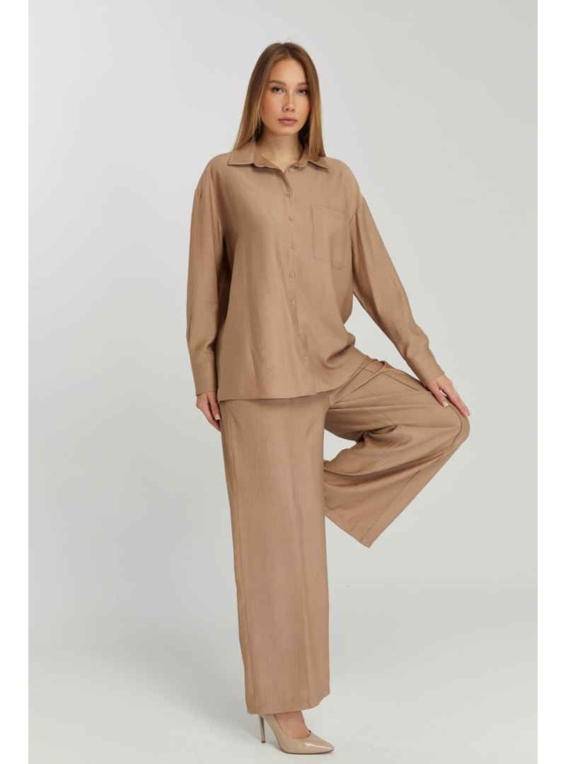 Bolivente Camel Bol Paça Dokuma Pantolon