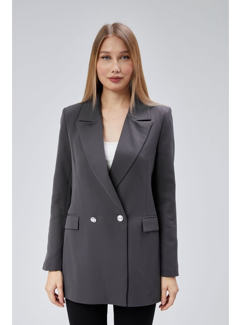 Bolivente Oversize Dokuma Blazer Ceket Antrasit