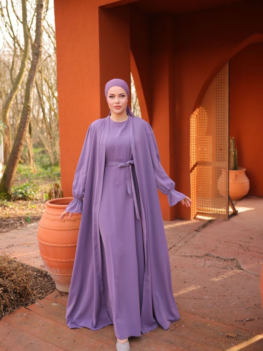 Nissra Mor İkili Abaya Takım