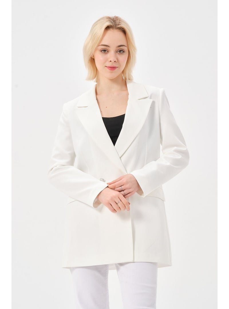 Bolivente Oversize Dokuma Blazer Ceket Ekru