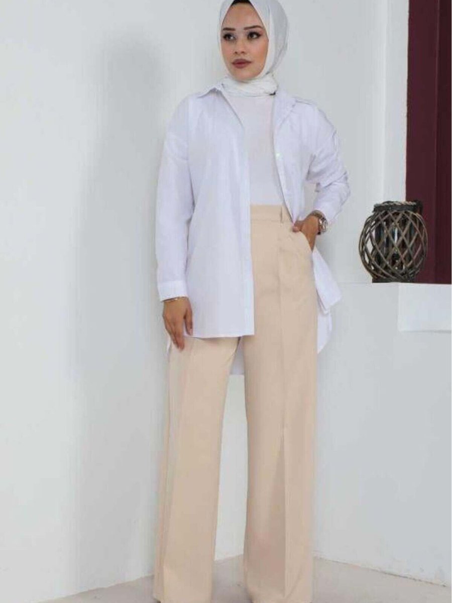 Mec Fashion Bej Palazzo Pantolon