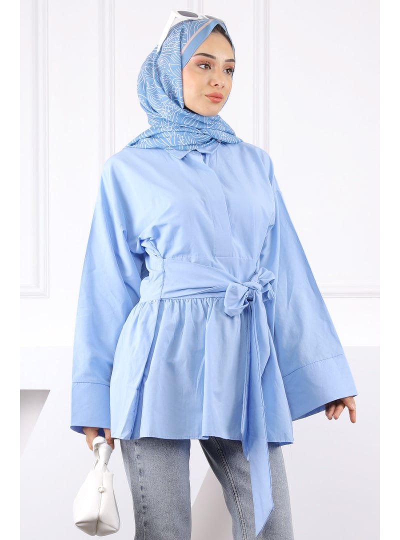 İmaj Butik Bebe Mavi Bel Kuşaklı Tunik