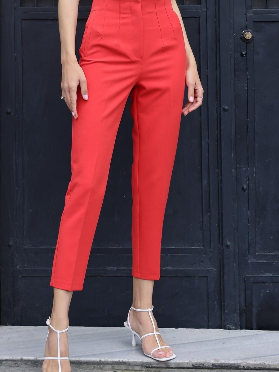Moda cameo Fuşya Yüksek Bel Fletolu Pantolon