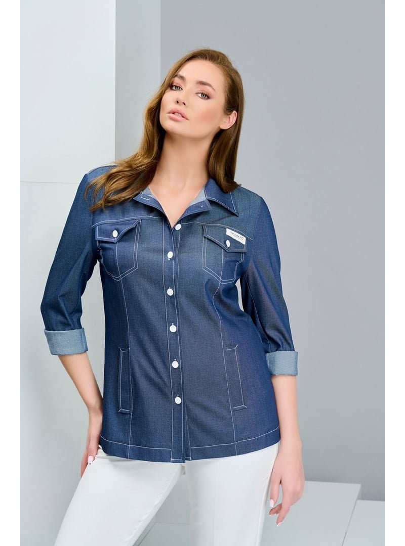 De White`s Mavi Büyük Beden Denim Gömlek