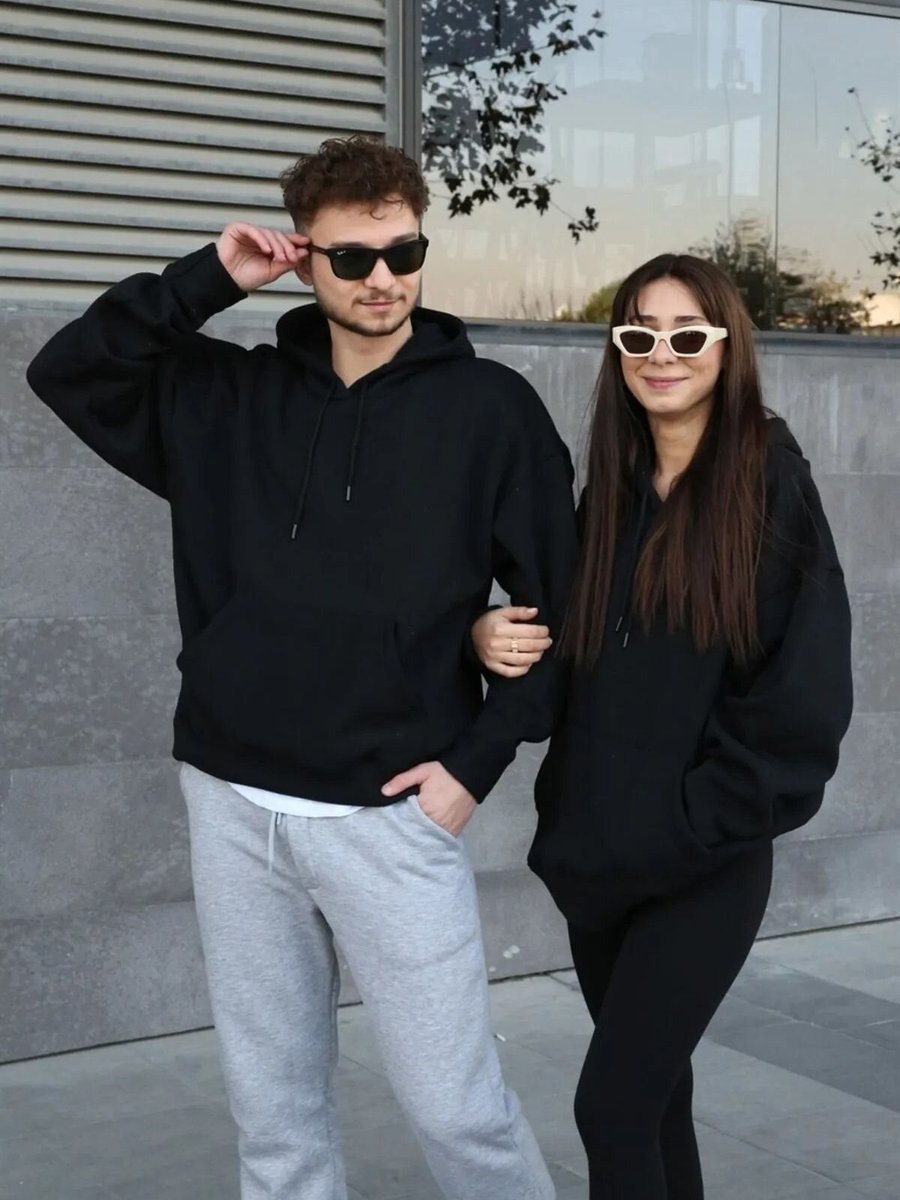 Swana Siyah Oversize Unisex Sweatshirt