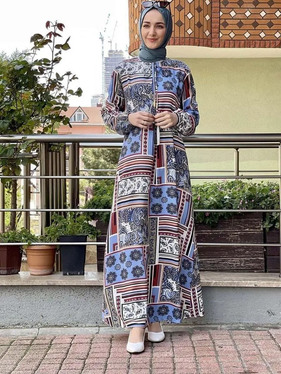Mec Fashion Kiremit A Pileli Desenli Elbise
