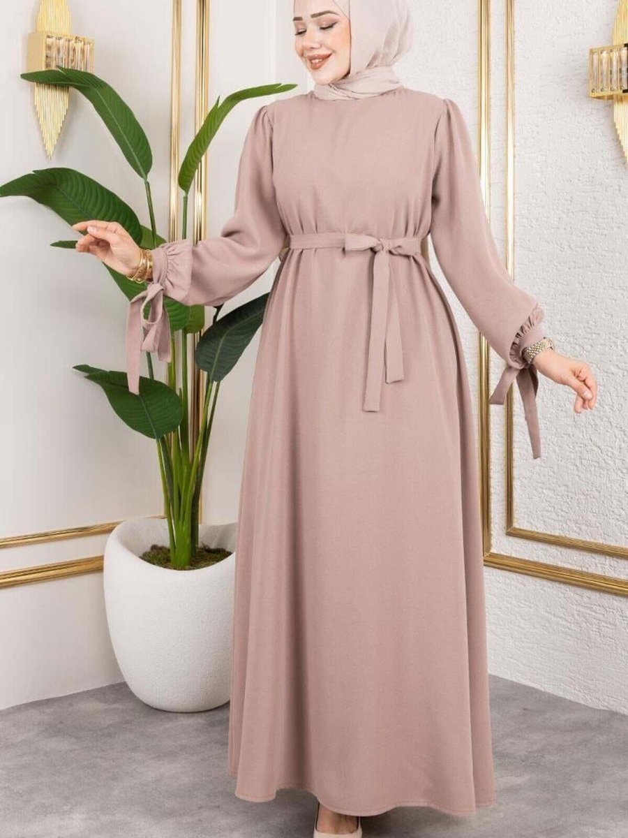 Mec Fashion Vizon Manşeti Bağcıklı Abiye Elbise