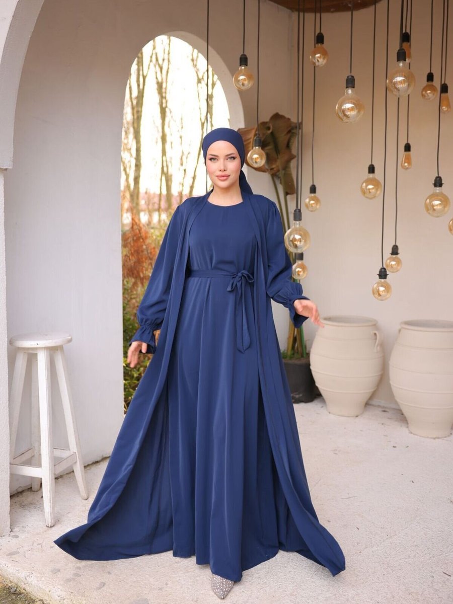 Nissra Lacivert İkili Abaya Takım