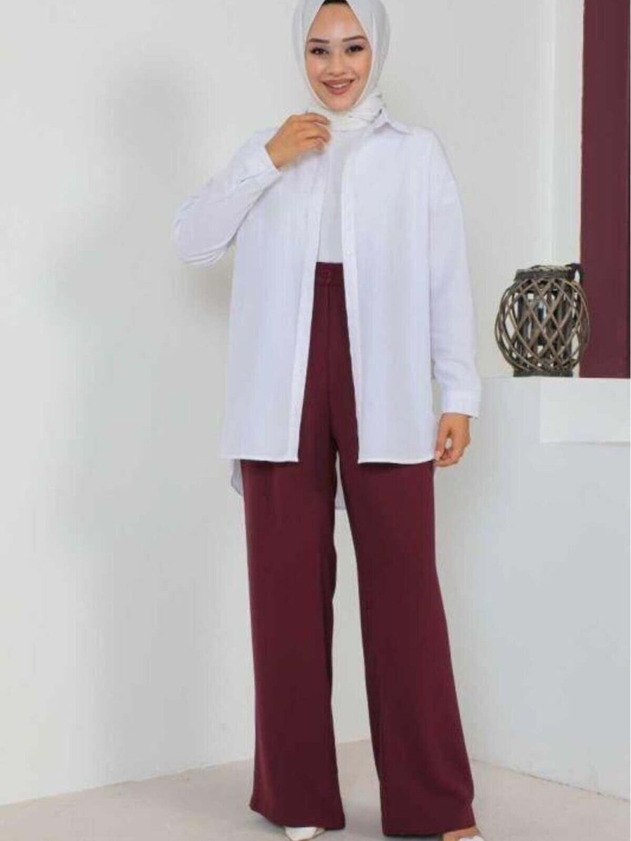 Mec Fashion Bordo Büyük Beden Pantolon