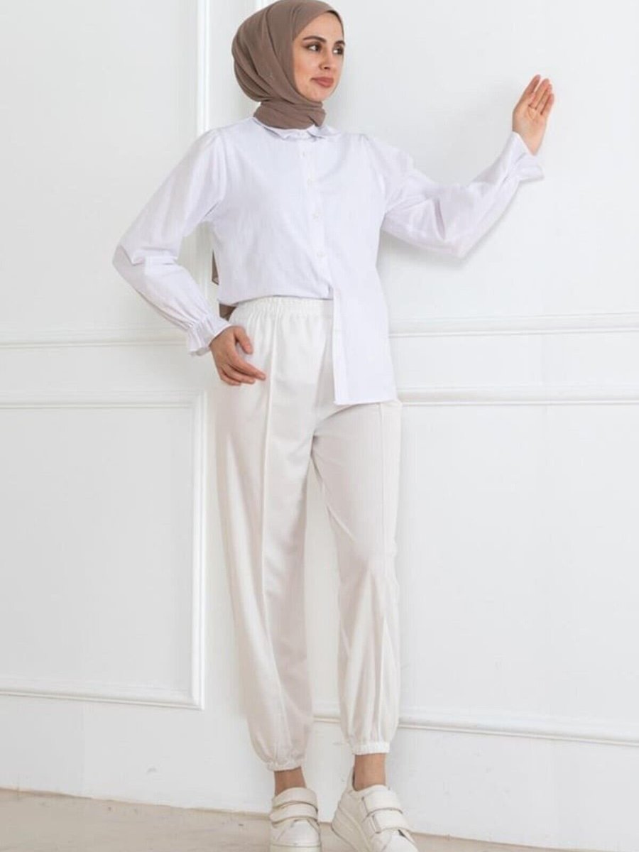 Mec Fashion Beyaz Dabıl Eşofman Altı
