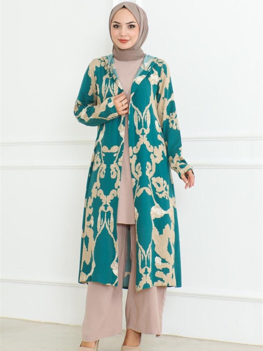 Mec Fashion Petrol Desenli Üçlü Takım