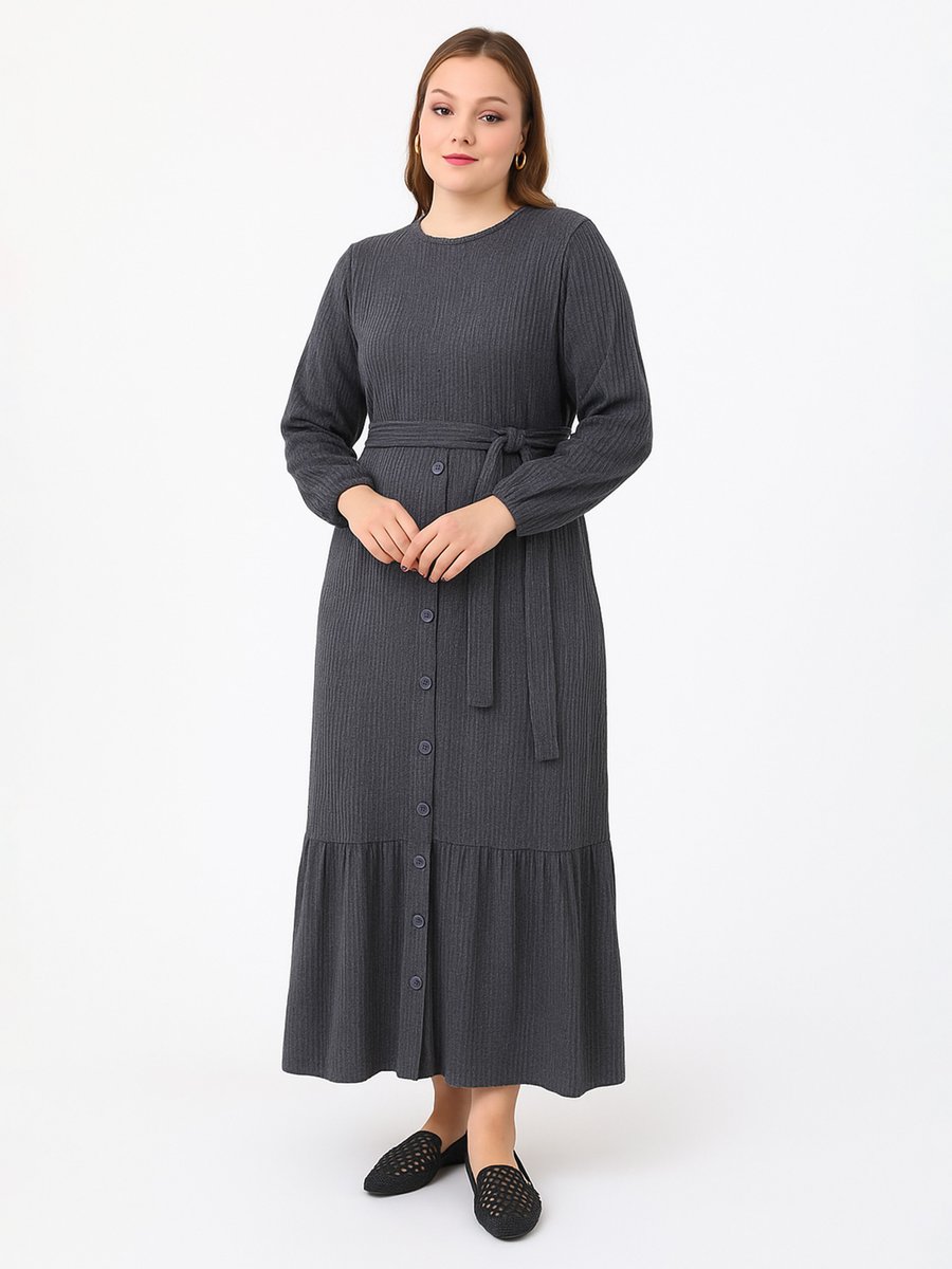 Moda Gazel Gri Elbise