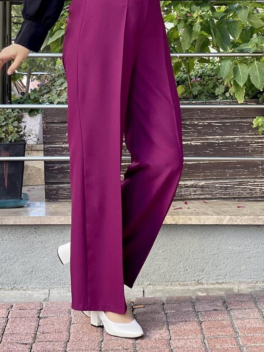 Mec Fashion Mürdüm Bol Paça Pantolon