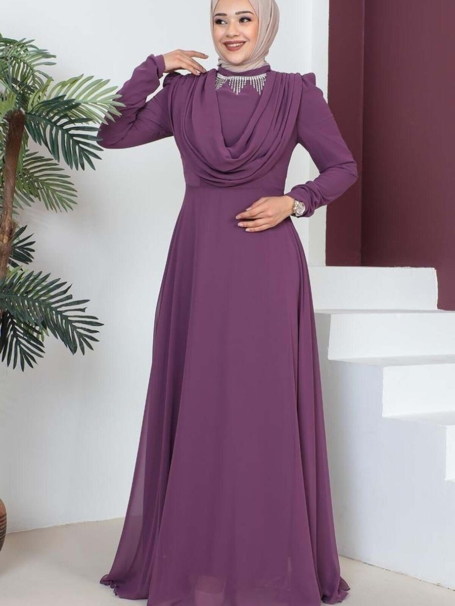 Mec Fashion Gül Kurusu Kolyeli Abiye Elbise