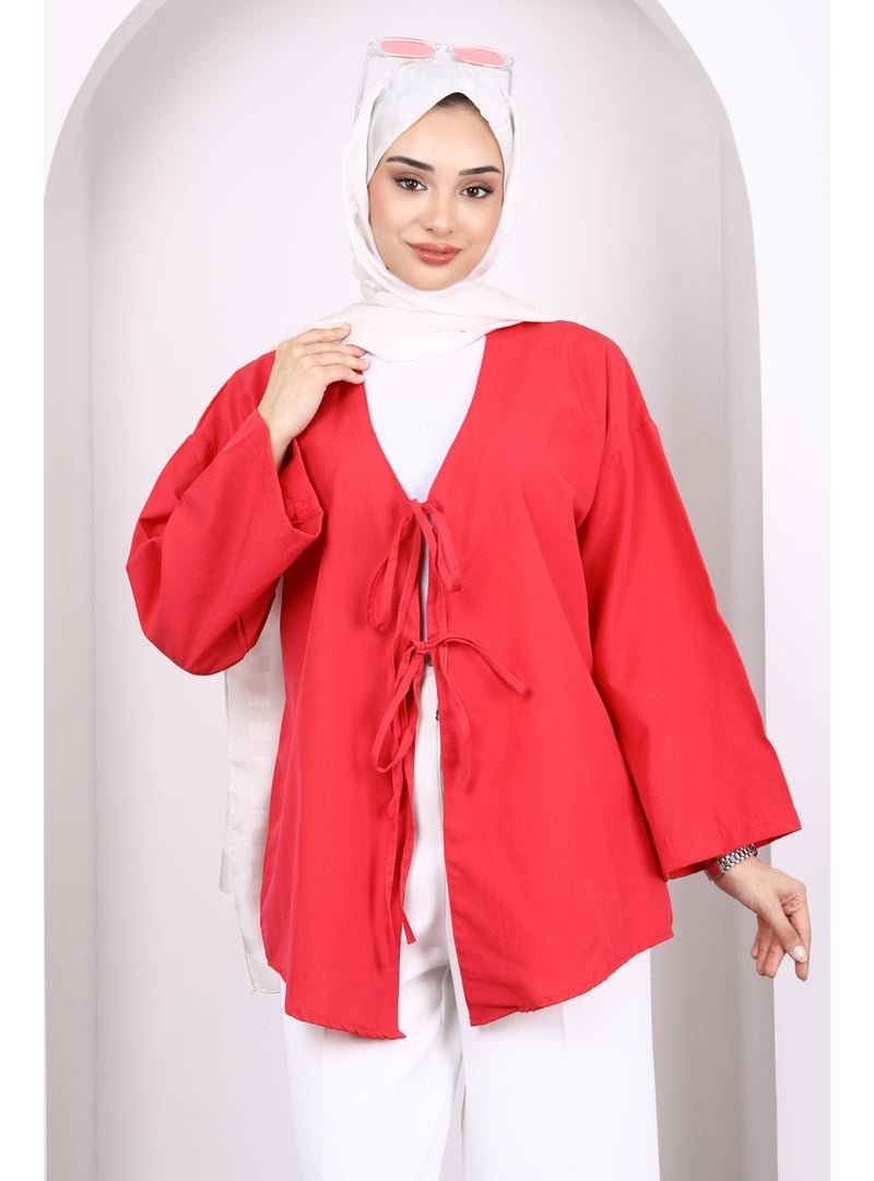 İmaj Butik Fuşya Ön Bağlamalı Kimono Tunik