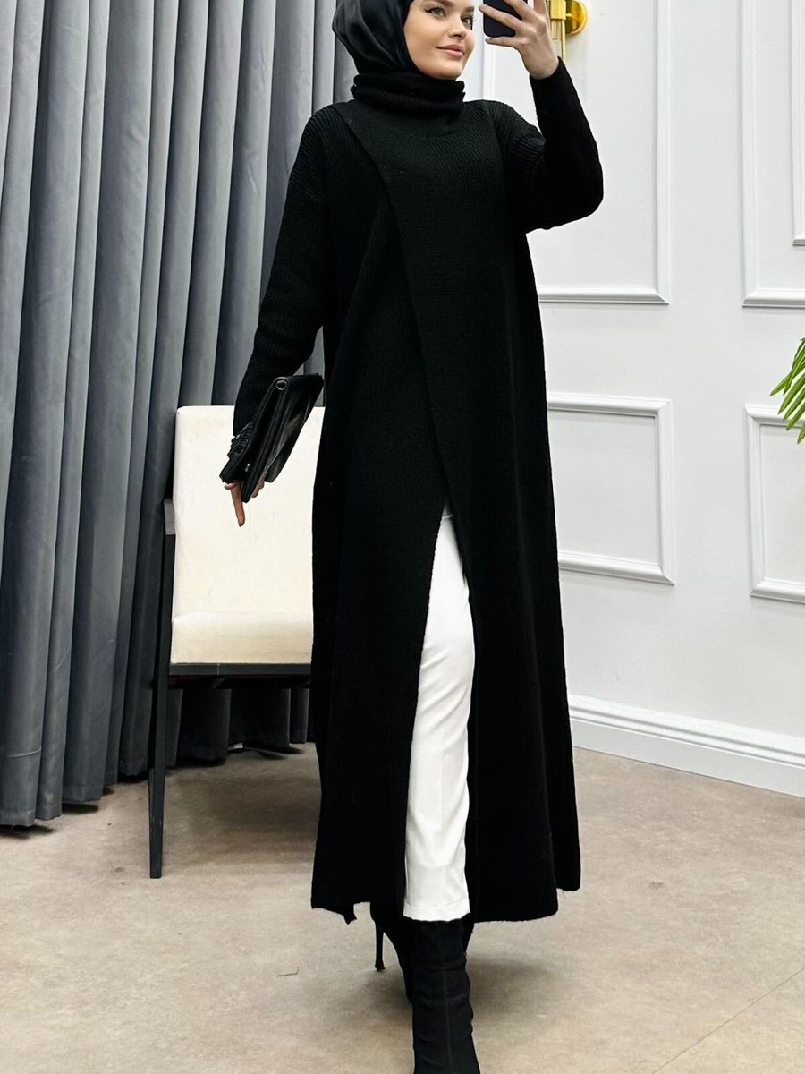 Swana Siyah Premium Tunik Triko Elbise