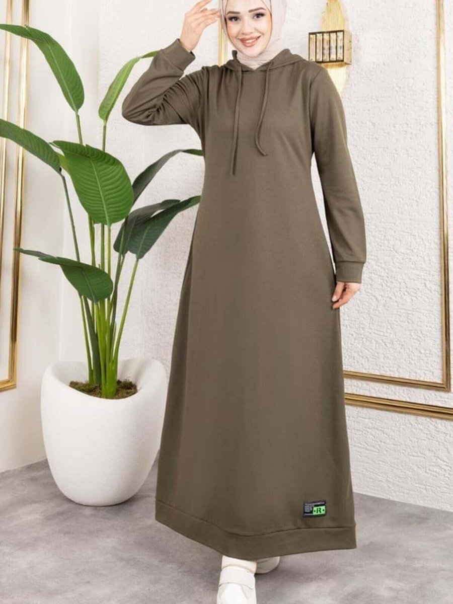 Mec Fashion Haki Arma Detaylı Kapüşonlu Spor Elbise