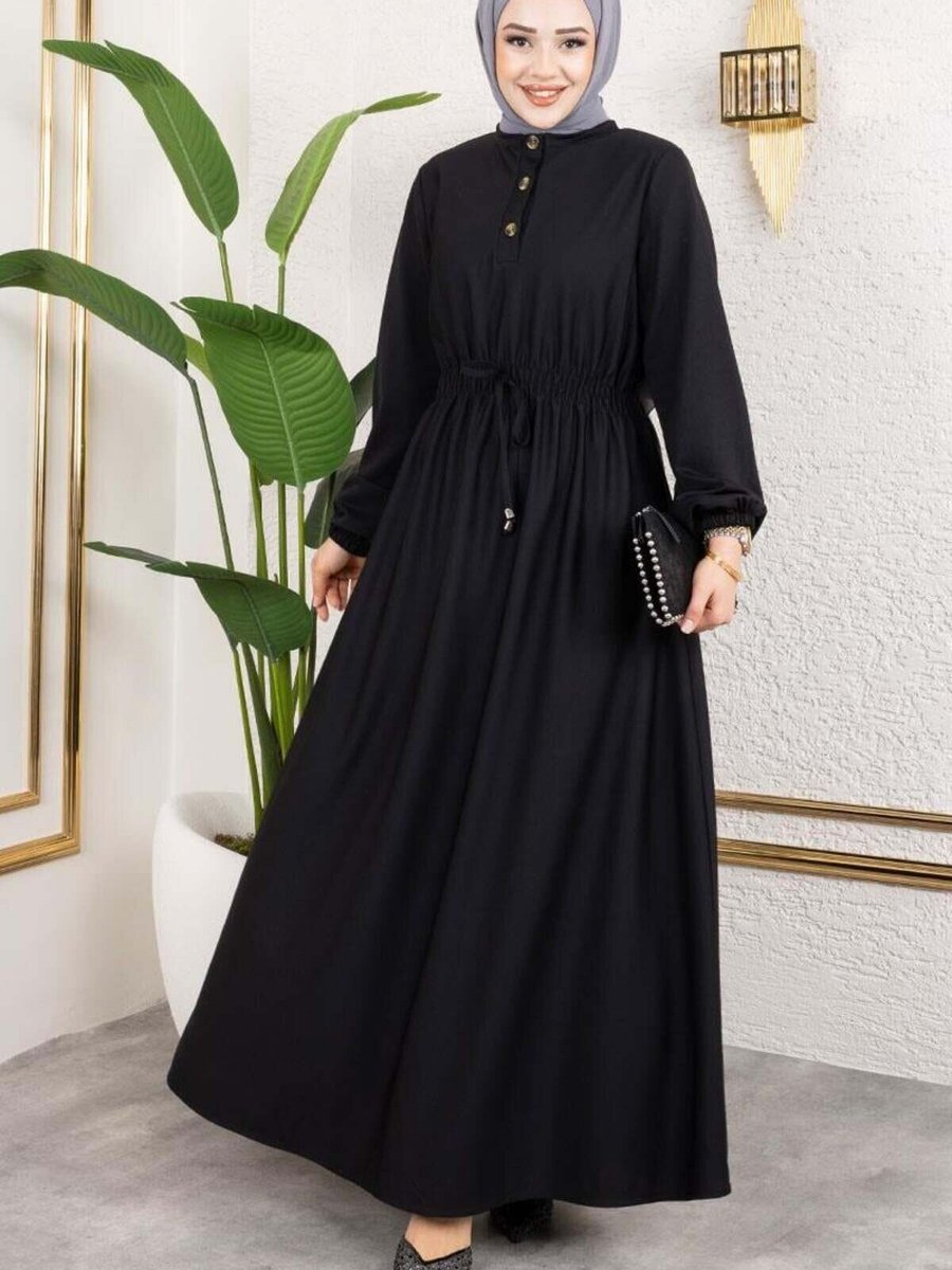 Mec Fashion Siyah Büzgülü Elbise