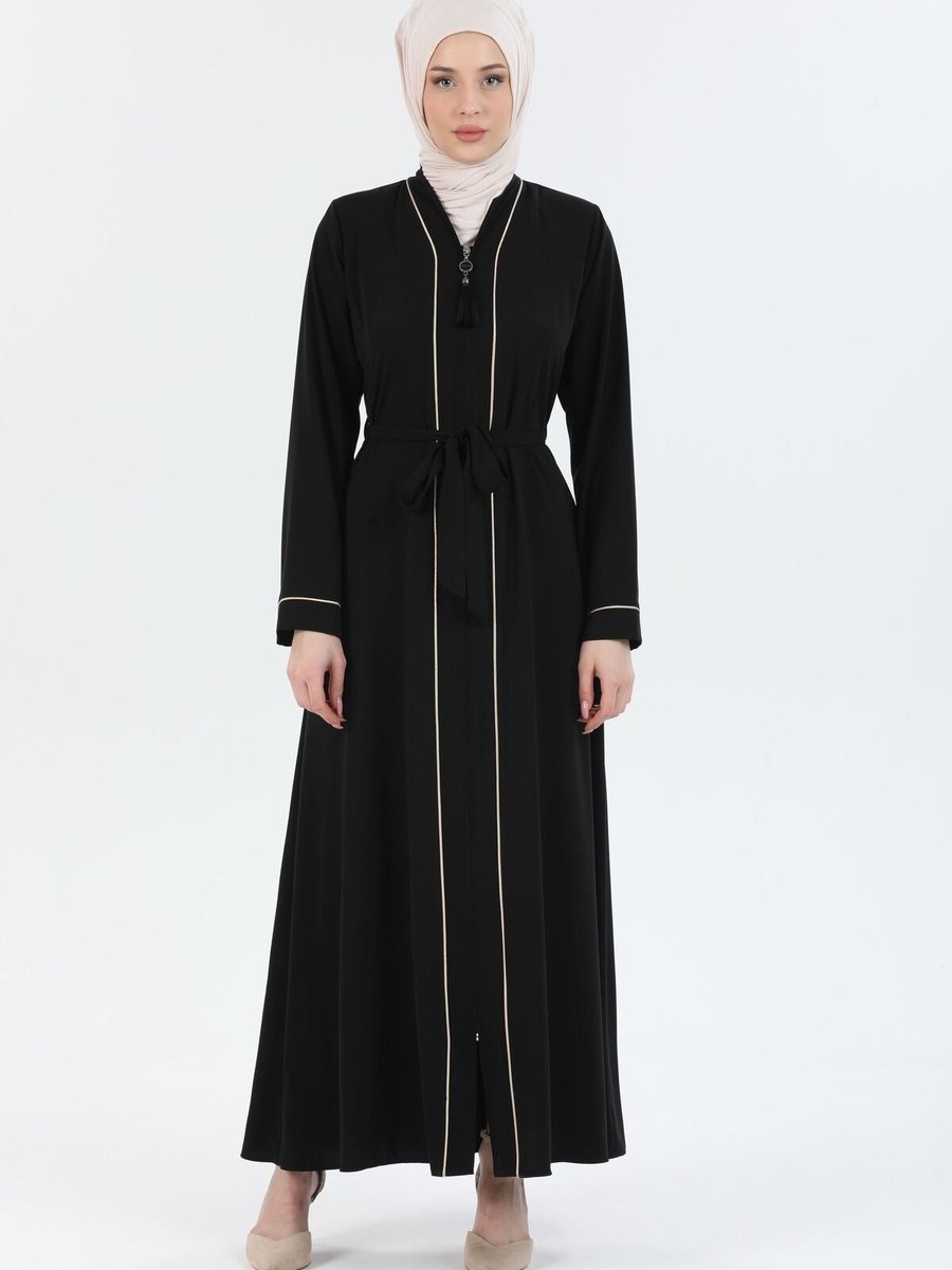 Mec Fashion Siyah Özel Tasarım Abaya