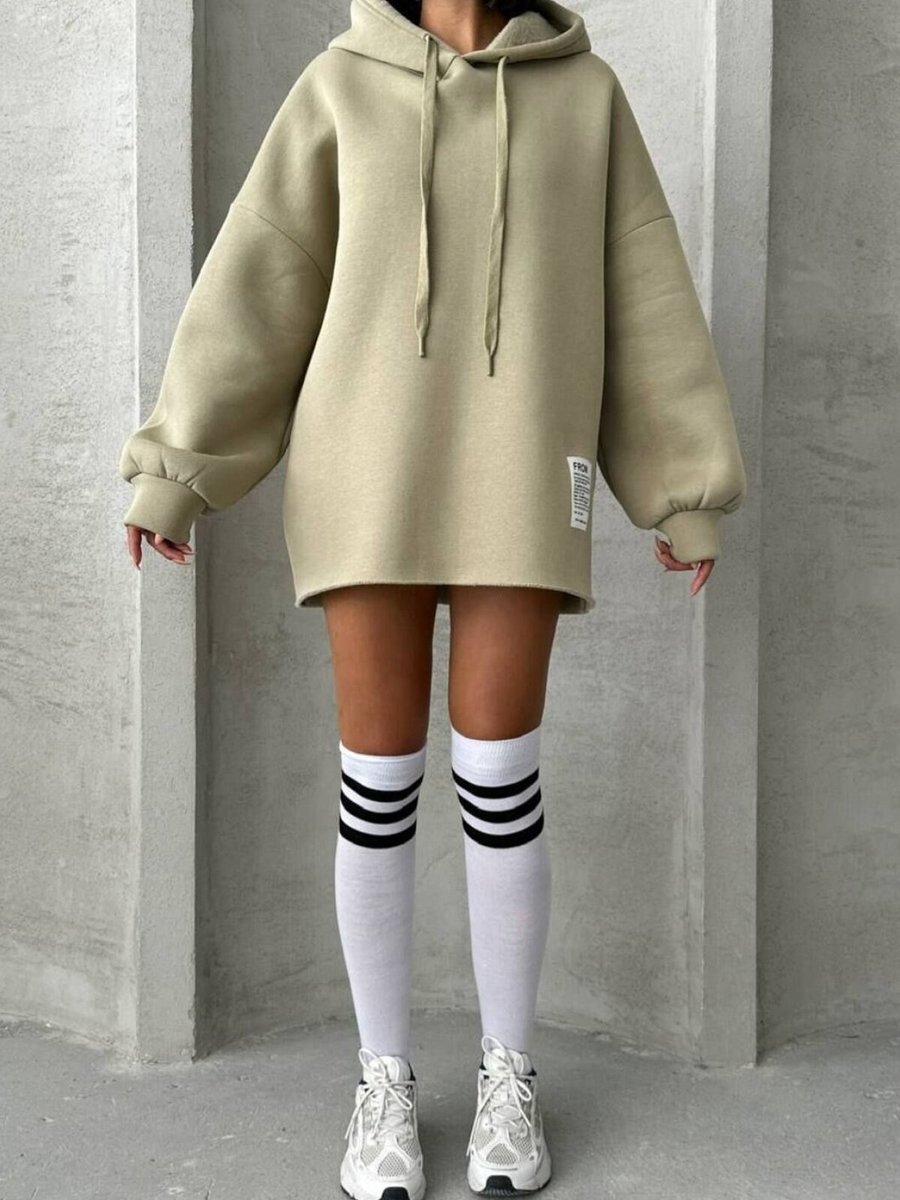 İLKCET MODA Çağla Oversize Uzun Kapüşonlu Sweatshirt