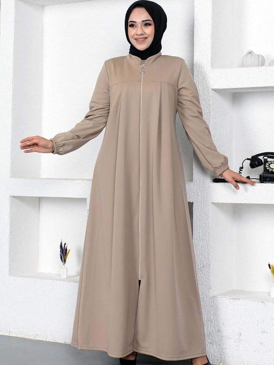 Mec Fashion Vizon Kolları Büzgülü Pileli Ferace