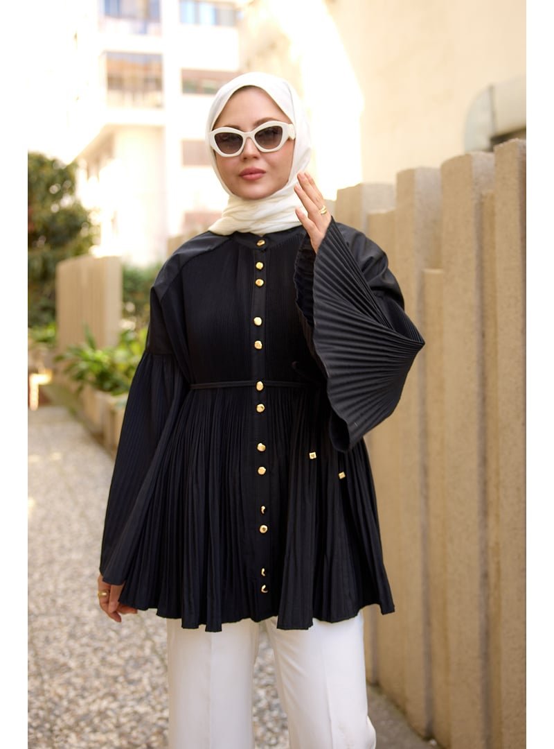 Locco Moda Siyah Dik Piliseli Modal Burgonya Gömlek