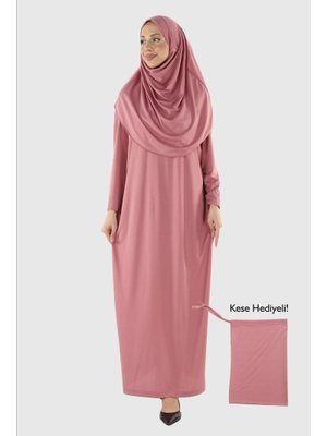 Plistre 2133_tek Parça Kaymaz Başörtülü Namaz Elbisesi Boneye Son