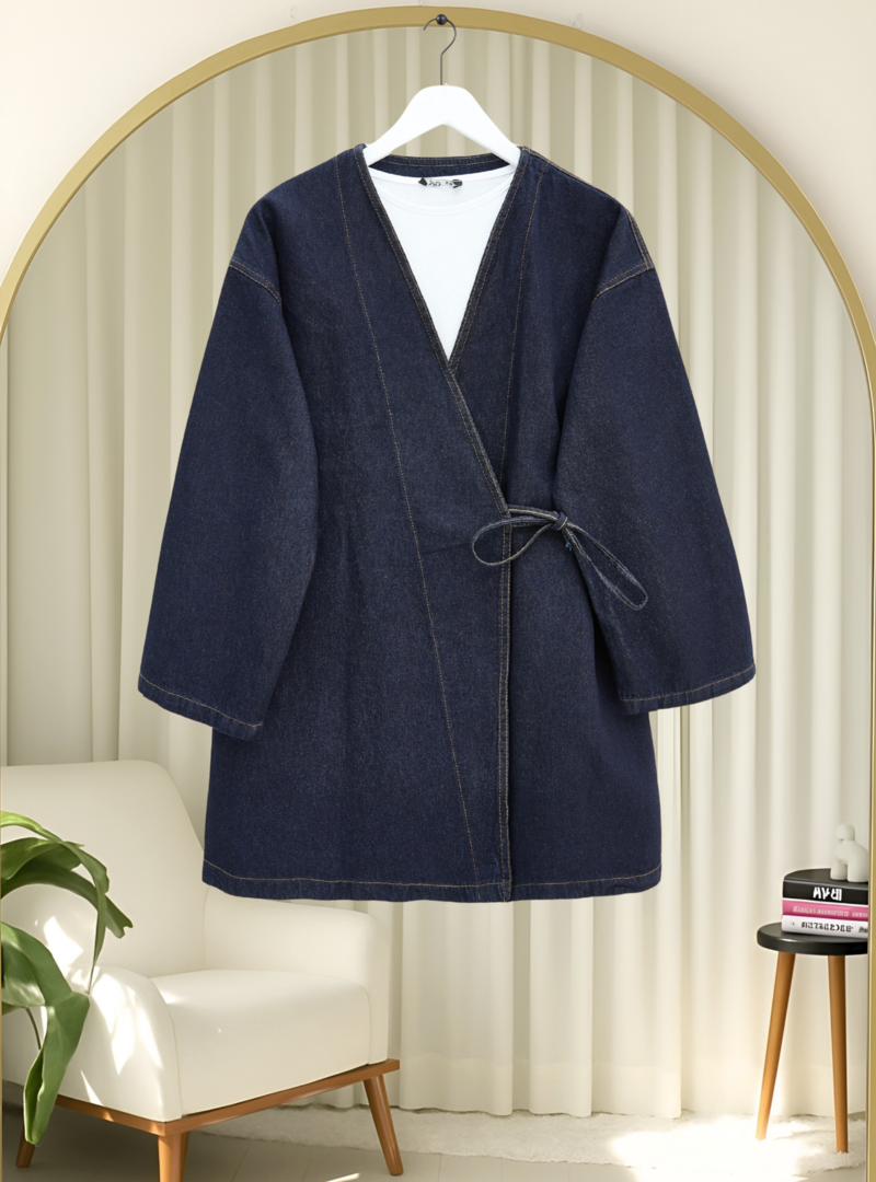 Podyumplus K.laci Yandan Bağlamalı Kot Kimono