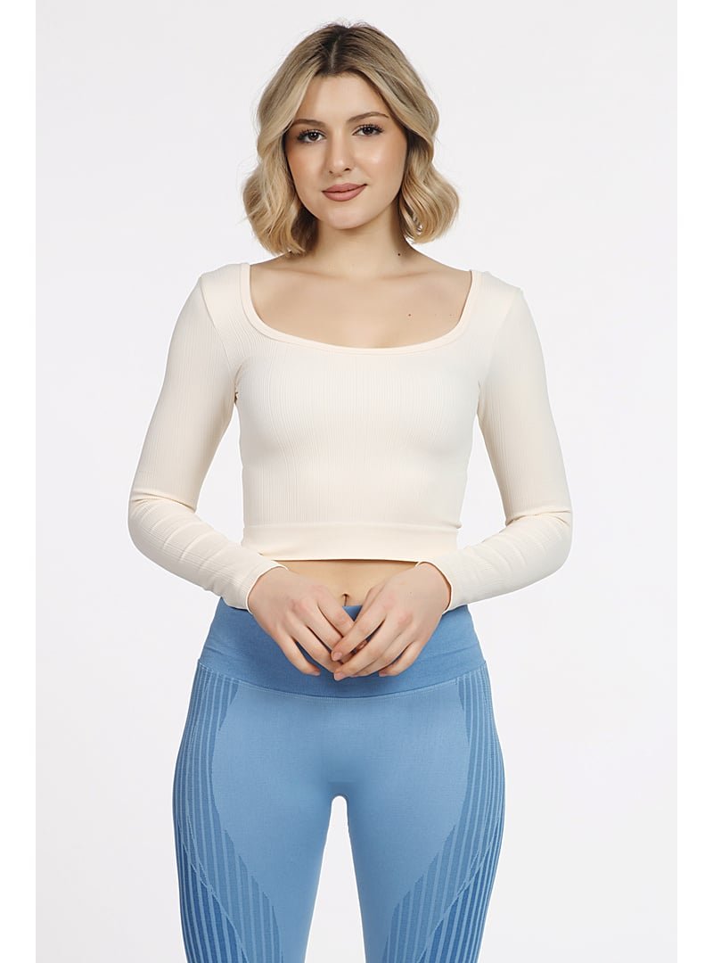 DoReMi Seamless Straplez Uzun Kollu Fitilli Büstiyer Bej