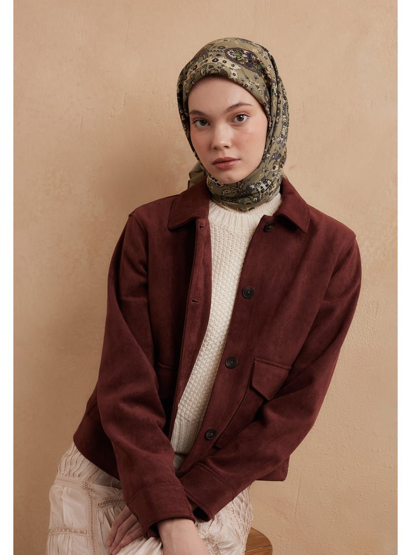 FRESHSCARFS Yeşil Enya Desen Pamuk İpek Eşarp