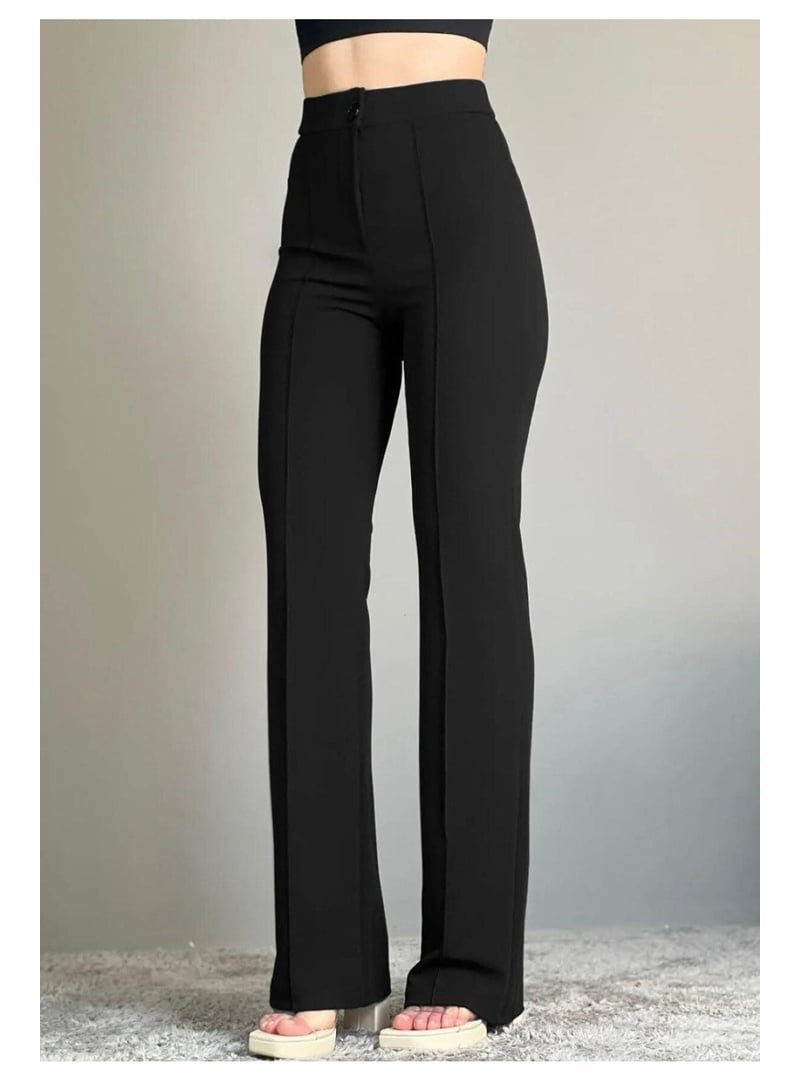 Volt Clothing Siyah Likralı Geniş Paça Pantolon