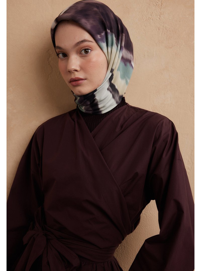 FRESHSCARFS Tıe Dye Desen Pamuk İpek Eşarp Vişne Çürüğü