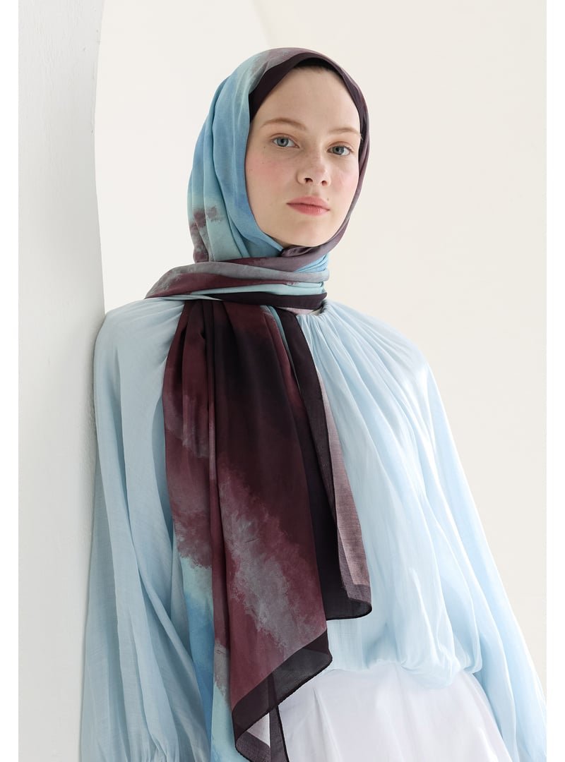 FRESHSCARFS Mürdüm Ombre Floş Viskon Şal