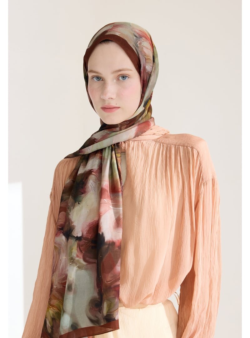 FRESHSCARFS Kiremit Melaına Floş Viskon Şal