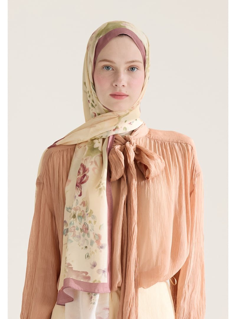 FRESHSCARFS Pembe Peony Harmony Floş Viskon Şal Soft
