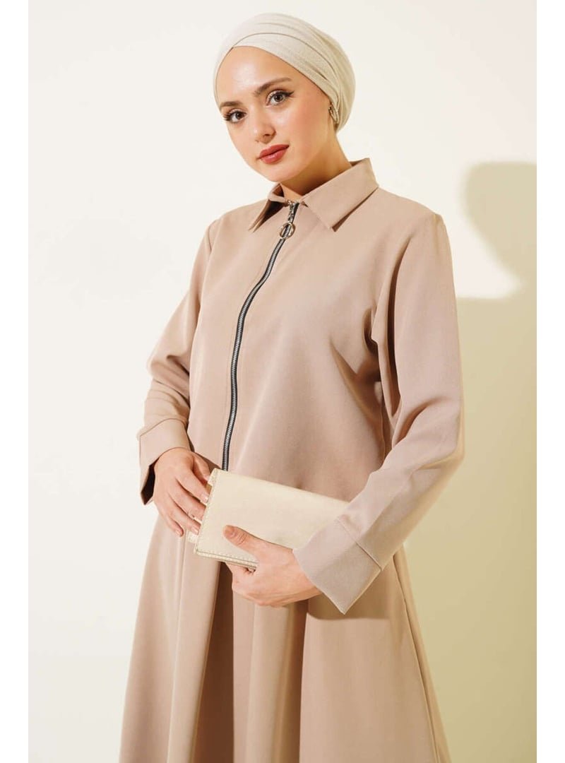 Volt Clothing Bej Fermuarlı Kiloş Etekli İkili Takım