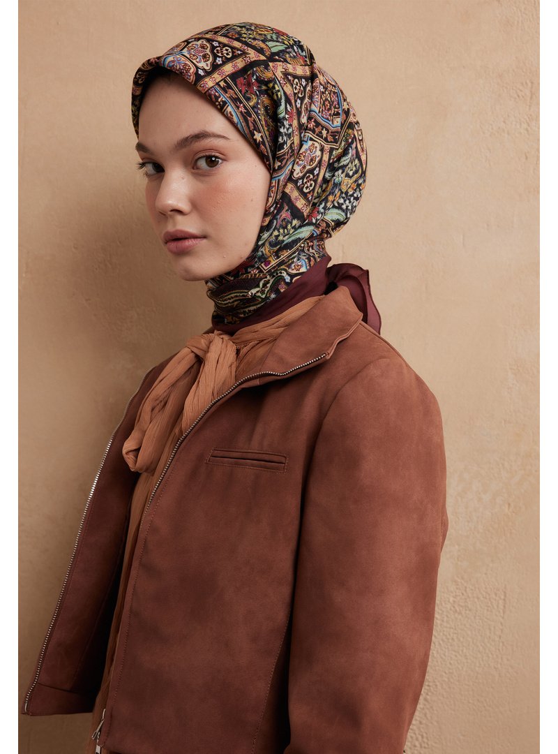 FRESHSCARFS Nordıc Paısley Desen Pamuk İpek Eşarp Bakır