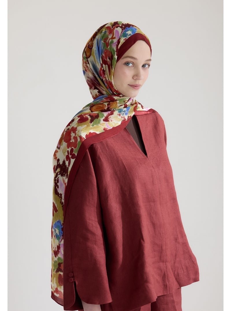 FRESHSCARFS Bordo Vınnıe Floş Viskon Şal