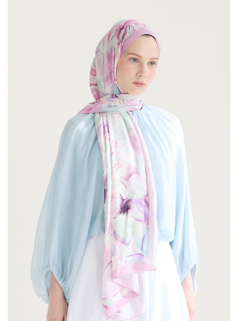 FRESHSCARFS Soft Flora Floş Viskon Şal Gülpembe