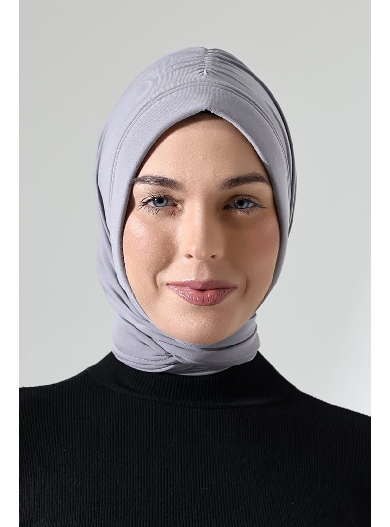 İhvanonline Üç Farklı Bağlamalı Hazır Pratik Şal Gri
