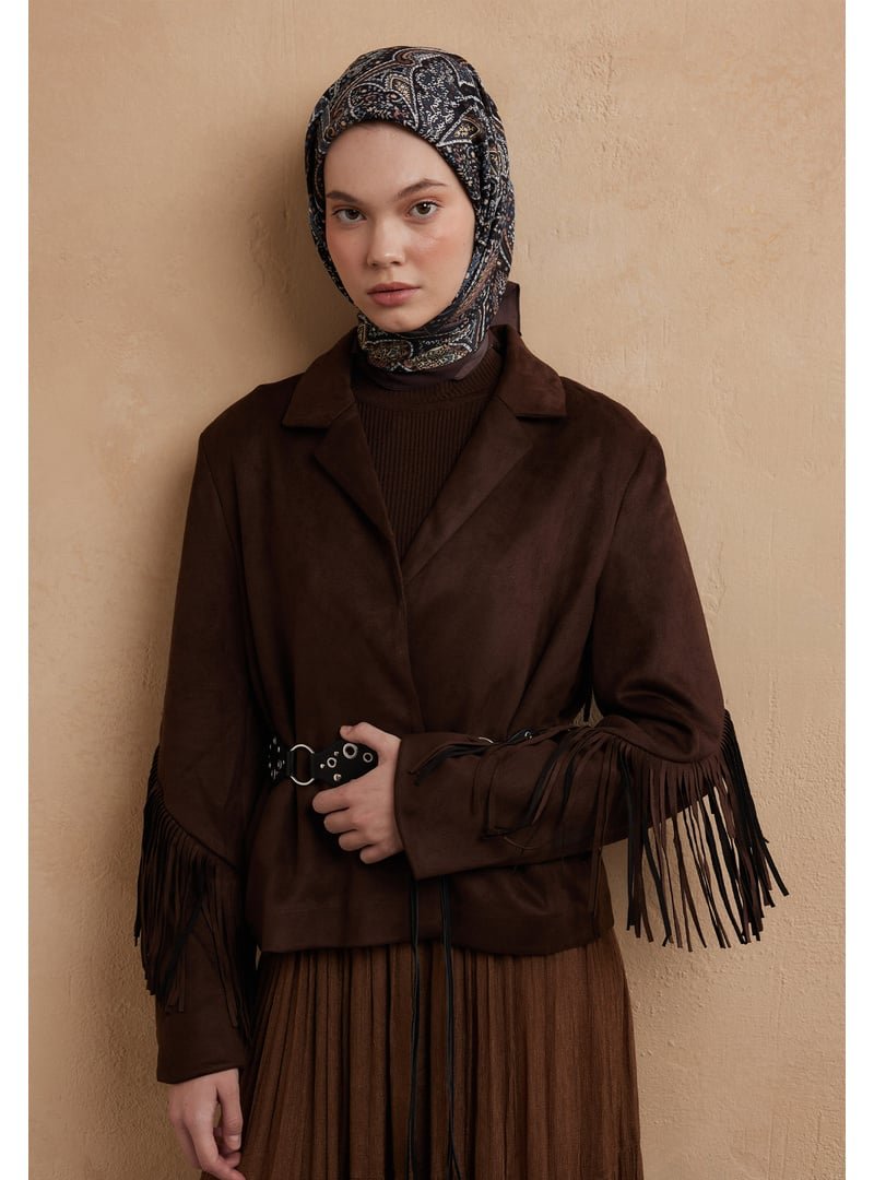 FRESHSCARFS Helene Desen Pamuk İpek Eşarp Sıcak Kahve