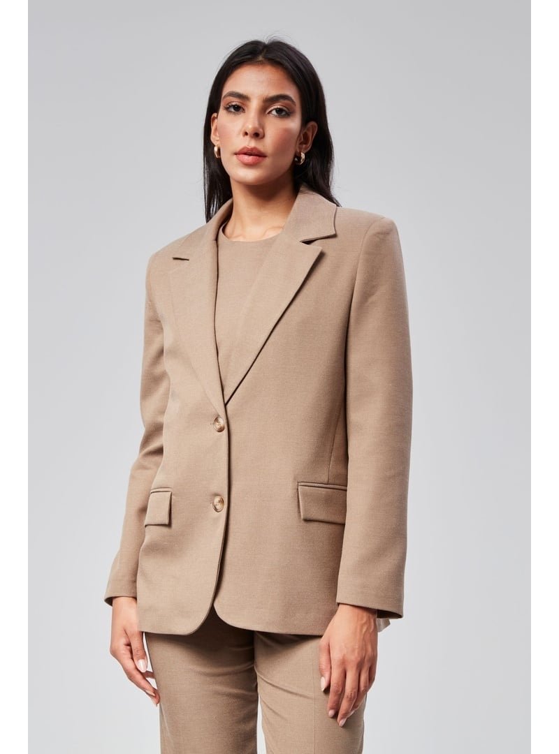 Bolivente Camel Yırtmaç Detaylı Blazer Ceket