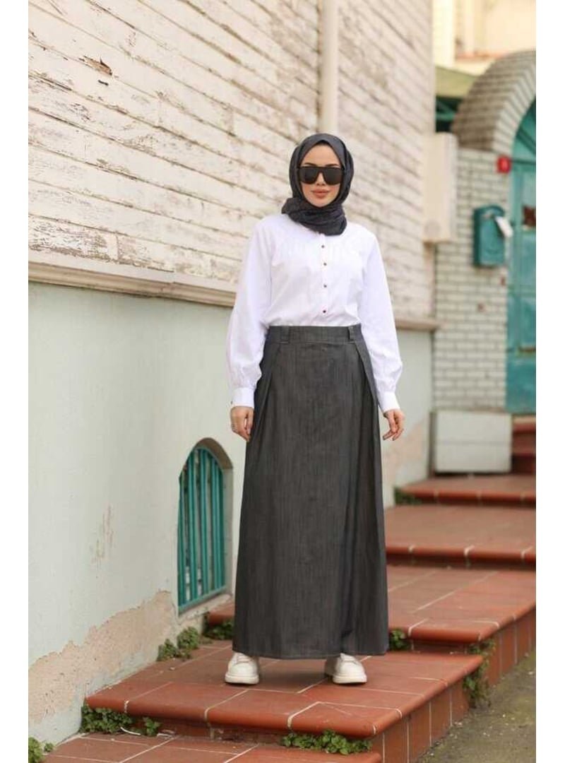 Neways Koyu Gri Denim Pantolon Etek