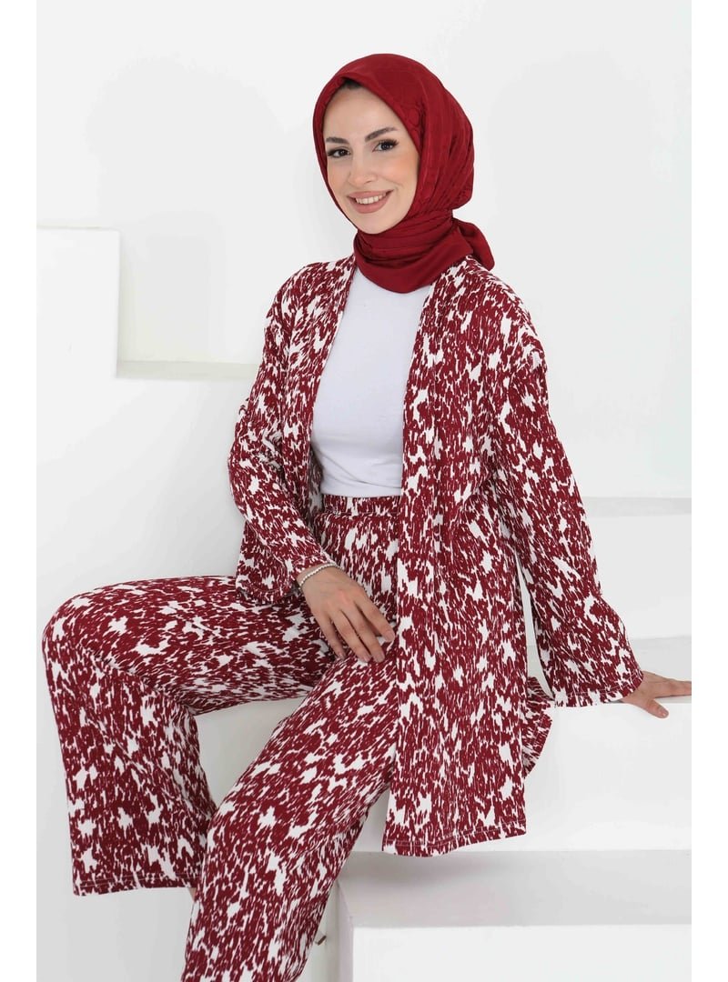 Tofisa Bordo Desenli Kimono Takım