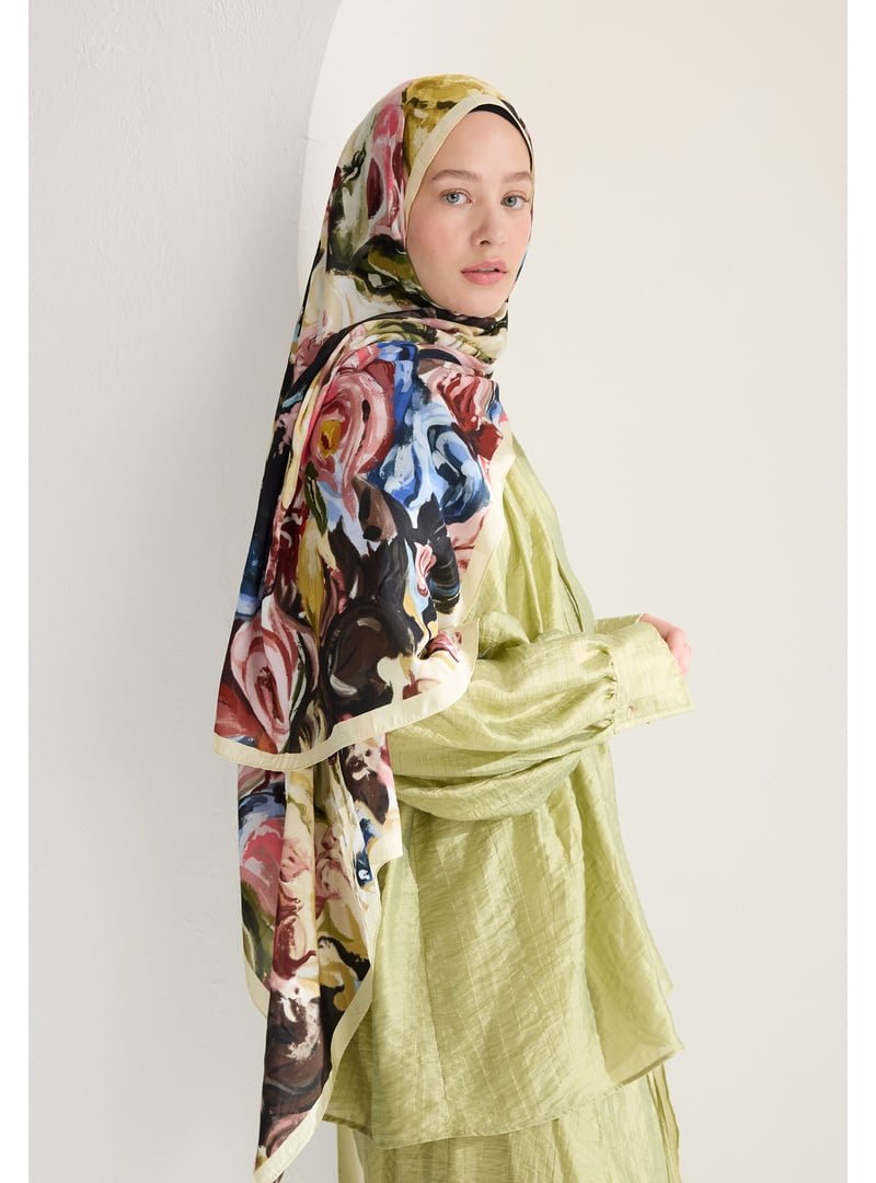 FRESHSCARFS Rosıe Floş Viskon Şal Tereyağı