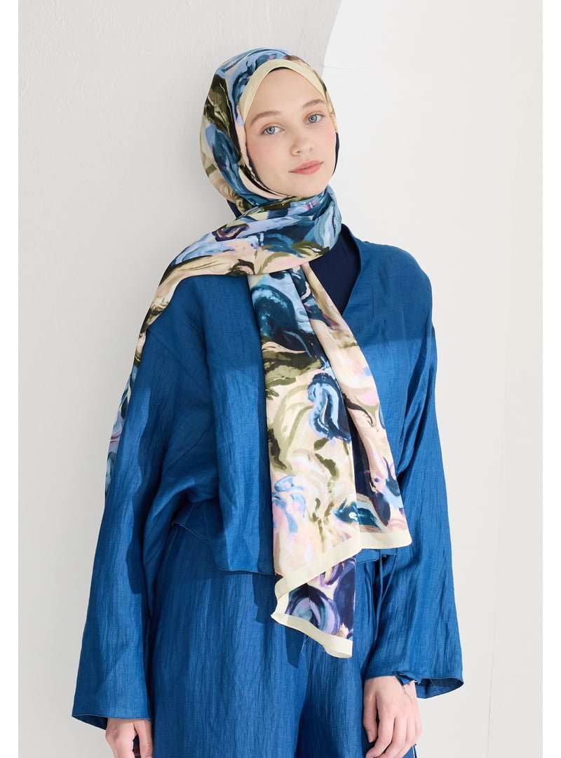 FRESHSCARFS İndigo Rosıe Floş Viskon Şal